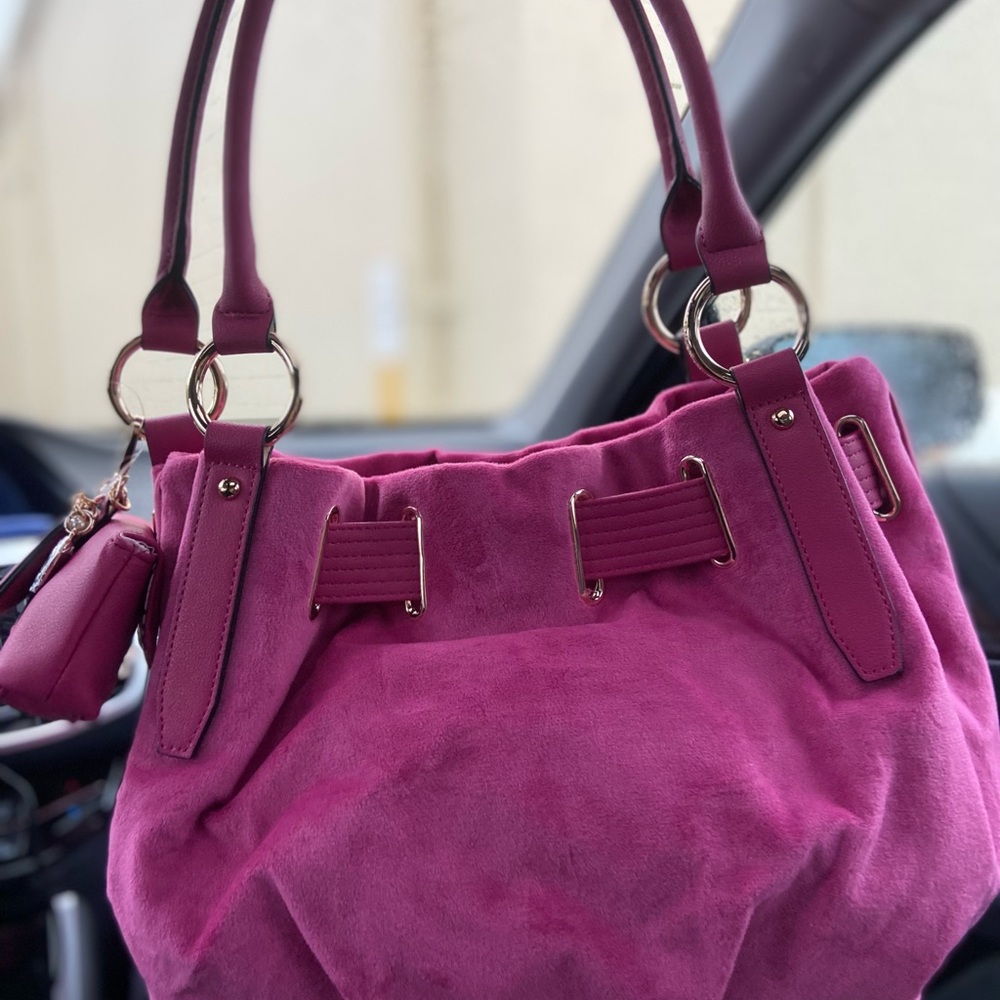 Juicy Couture Fuchsia Velvet Shoulder Bag - Picture 3 of 6